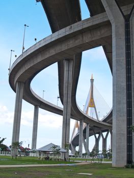 Bhumibol Bridge also casually call as Industrial Ring Road Bridge, Samut Prakarn,Thailand