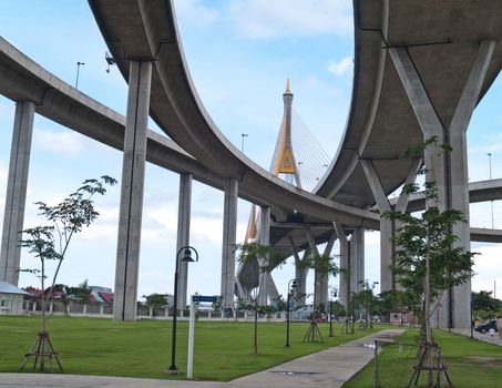Bhumibol Bridge also casually call as Industrial Ring Road Bridge, Samut Prakarn,Thailand