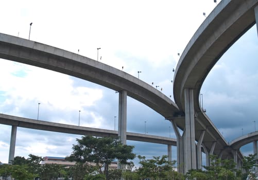 Bhumibol Bridge also casually call as Industrial Ring Road Bridge, Samut Prakarn,Thailand