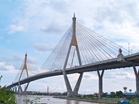 Bhumibol Bridge also casually call as Industrial Ring Road Bridge, Samut Prakarn,Thailand