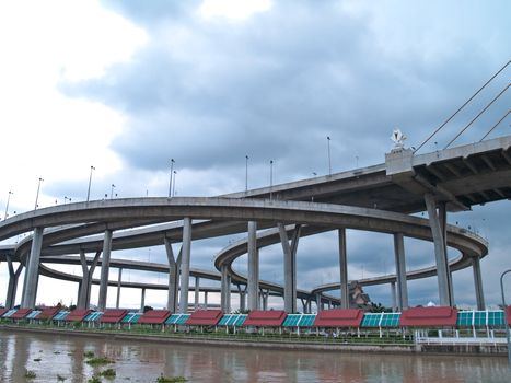 Bhumibol Bridge also casually call as Industrial Ring Road Bridge, Samut Prakarn,Thailand