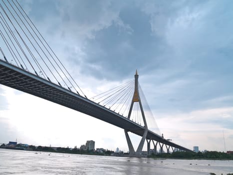 Bhumibol Bridge also casually call as Industrial Ring Road Bridge, Samut Prakarn,Thailand