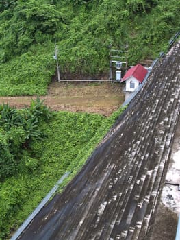Control room front of Khun Dan Prakan Chon Dam, Nakhon Nayok, Thailand