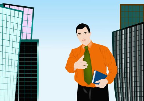 The successful businessman offers business cooperation and guarantees financial success