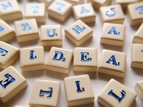 Idea, single word, text (scrabble)