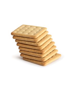 Stack of crackers on white background. Isolated with clipping path