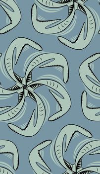 Seamless pinwheel pattern background of squid-like arms