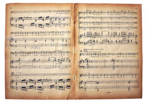 Old vintage musical page with notes