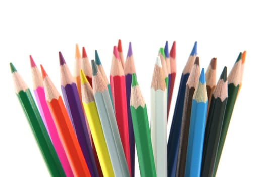 multy color pencils texture isolated on white background creativity concepts