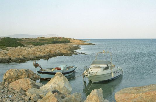 Fishing boats in Afiartis on Karpathos. After working day.