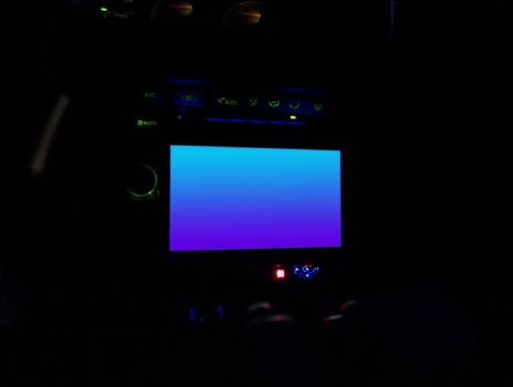 An in dash lcd screen commonly used for a navigation system or other in car entertainment.  This file includes a clipping path for the screen area.