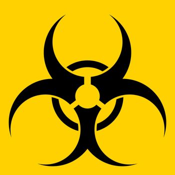 Biohazard symbol over a yellow.