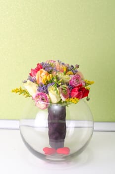 Wedding Bunch of flowers at white table