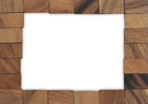 Wood blocks border on white background