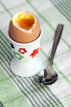 Close up of soft boiled egg, shallow depth of filed 