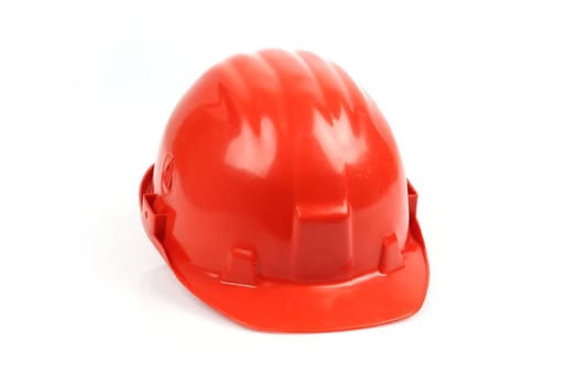 Red helmet over white background 