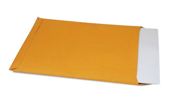 Paper envelope on white background