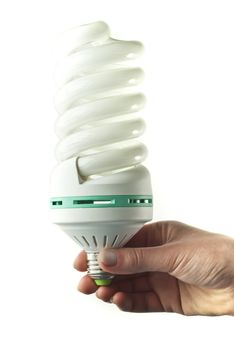Human hand holding a light bulb