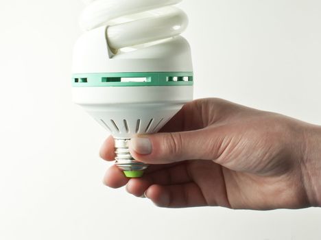 Human hand holding a light bulb