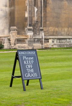 Keep off sign at King's college