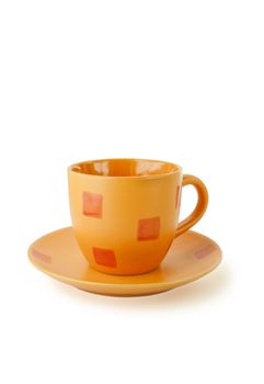 Orange coffee cup isolated on the white background