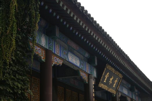 Chinese ornament on a building near the Wild Goose Pagoda in Xian, China