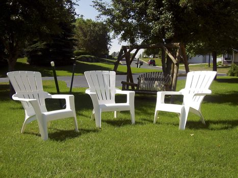 Three chairs outdoors