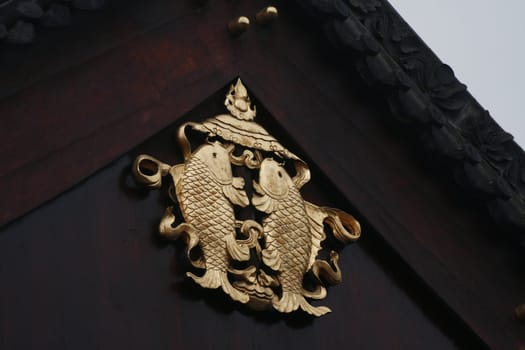 Detail of a temple near the Wild Goose Pagoda, Xian, China