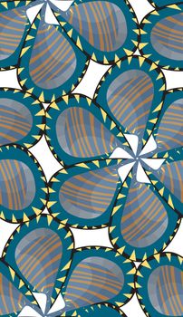 Seamless striped and jagged edge pinwheel flower pattern