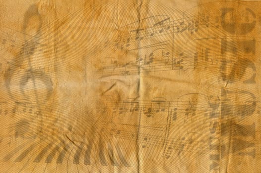 Musical background with notes, key of violin, written music