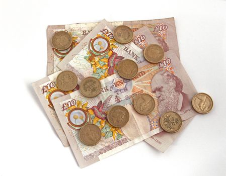British (uk) currency on a plain background