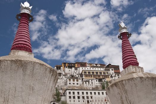 Buddhist monastery of Thikse. Imposing series of temples and houses built on a rocky crag. 15th Century AD. Ladakh, India