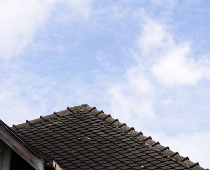 ancient roof and blue sky