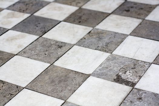 Stone tiled floor, chessboard like pattern