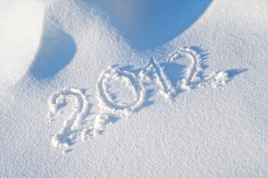 Detail of Year 2012 written in the Snow