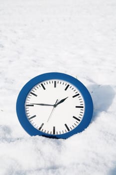 beautiful winter mood.winter time .clock in snow.