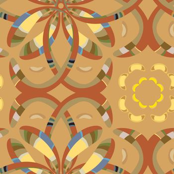 Seamless wallpaper pattern based on from North African motifs and European Middle Ages colors