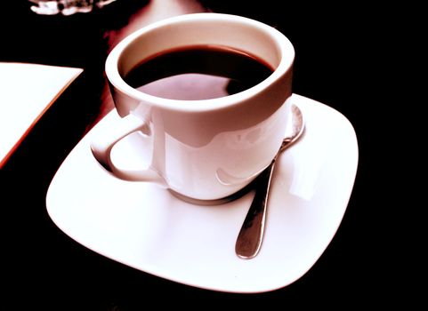 black coffee in white cup