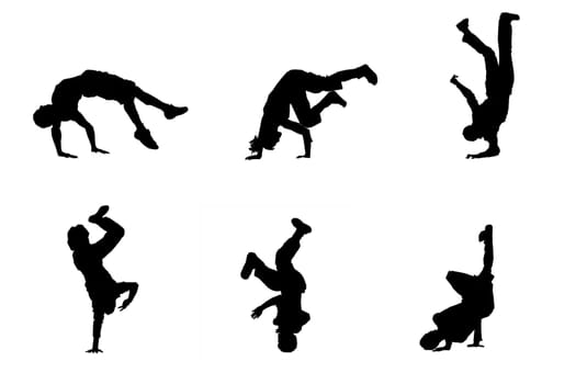 silhouettes hip hop dancers