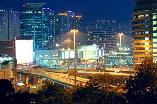 highway through downtown in Hong Kong 