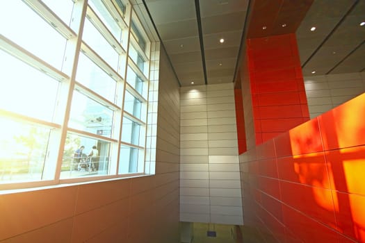 modern building and red metal wall indoor