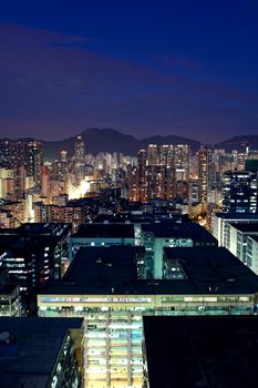 asia city downtown wide shot, hong kong