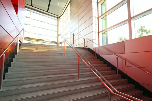 modern building and red metal wall indoor
