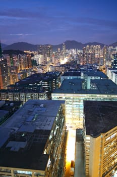 hongkong urban area in sunset moment