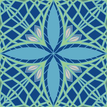 Seamless ornate mint leaf pattern in cool winter colors