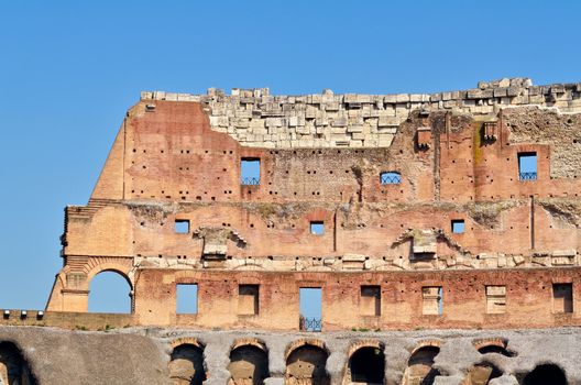 Ancient ruins Roman Colosseum. View from inside