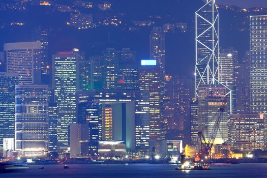 hong kong night , modern city in asia