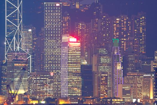 hong kong night , modern city in asia