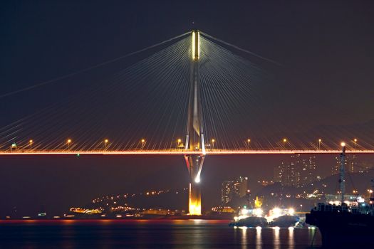 Night scene of bridge in Hong Kong 