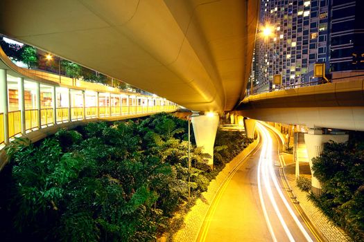 modern urban city , hong kong night